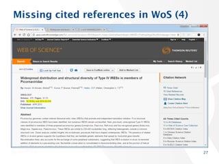 Missing cited references in WoS (4)
27
 