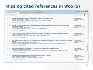 Missing cited references in WoS (9)
32
 