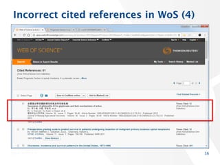 Incorrect cited references in WoS (4)
36
 