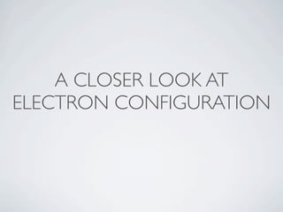 A CLOSER LOOK AT
ELECTRON CONFIGURATION
 