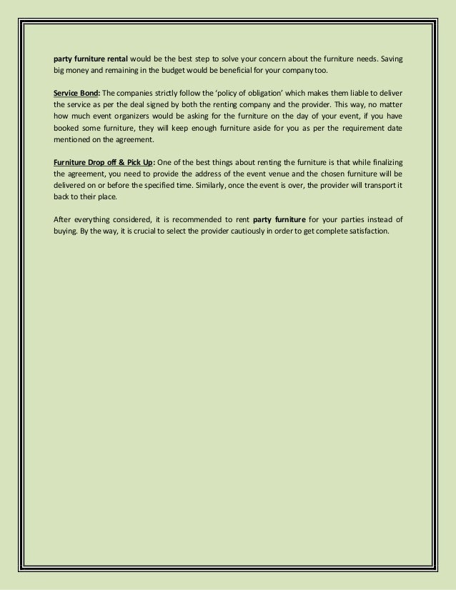 Exciting Reasons To Hire Furniture Rental For Events