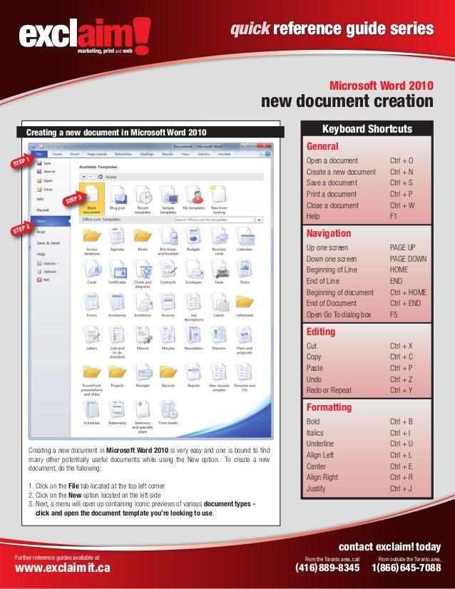 free microsoft word 2010 quick reference guide from exclaim quick reference guide template free