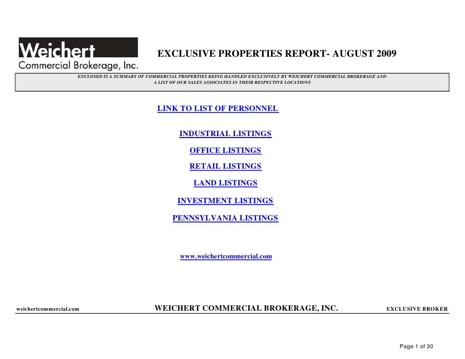 Exclusive Commercial Listings 8.09