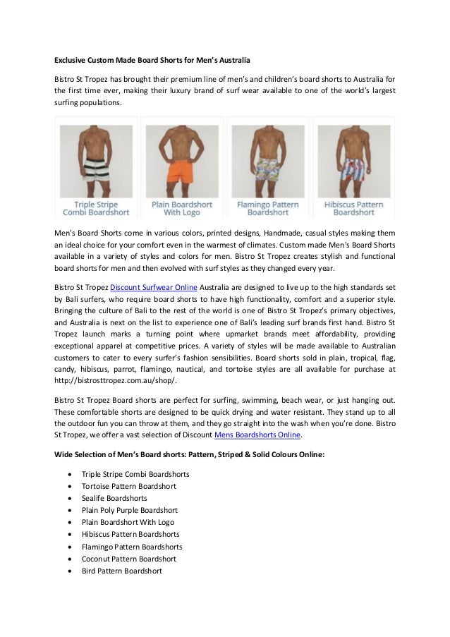 Exclusive custom made board shorts for men’s australia