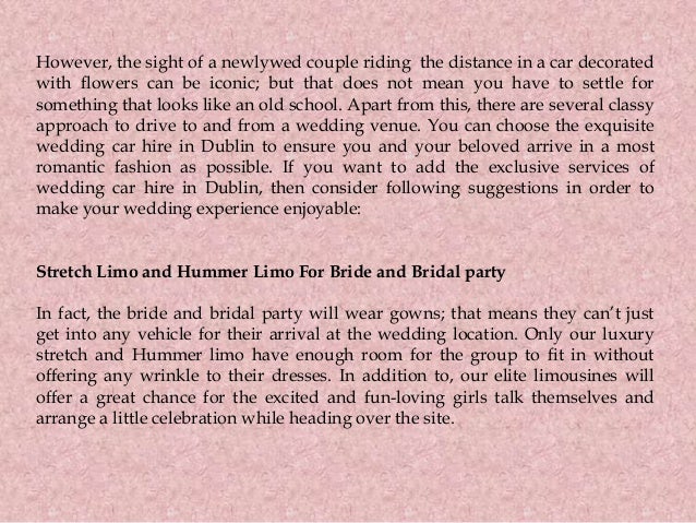 Exclusive wedding car hire dublin