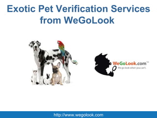 Exotic Pet Verification Services from WeGoLook  http://www.wegolook.com 