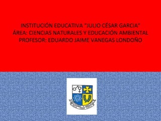 INSTITUCIÓN EDUCATIVA “JULIO CÉSAR GARCIA” ÁREA: CIENCIAS NATURALES Y EDUCACIÓN AMBIENTAL PROFESOR: EDUARDO JAIME VANEGAS LONDOÑO 