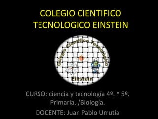COLEGIO CIENTIFICO
  TECNOLOGICO EINSTEIN




CURSO: ciencia y tecnología 4º. Y 5º.
       Primaria. /Biología.
   DOCENTE: Juan Pablo Urrutia
 