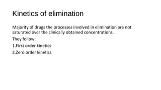 Excretion of drugs and kinetics of elimination | PPT