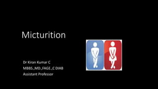 Micturition
Dr Kiran Kumar C
MBBS.,MD.,FAGE.,C DIAB
Assistant Professor
 