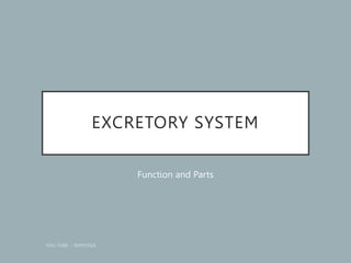 EXCRETORY SYSTEM
Function and Parts
 