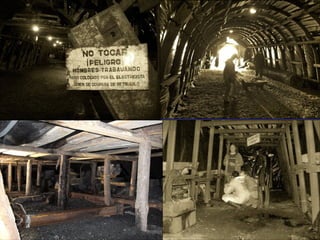 Danger, ne touchez pas !!!!. Heureusement les spécialistes nous accompagnent jusqu'à ces profondeurs dangereuses Les filons sont exploités a minima, dans la veine de charbon où les mineurs travaillent dans des boyaux juste assez réduits pour se faufiler et utiliser leurs outils.   