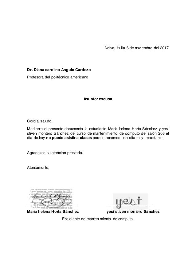 Carta De Excusa Para Faltar Al Trabajo Bacalah A  Images and Photos finder