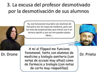 Dr. Drone Dr. Prieto
A mi el flipped me funciona
fenomenal, tanto con alumnos de
medicina y biología sanitaria (con
notas ...