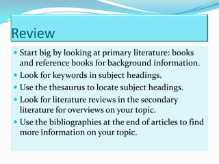 Finding Articles: Subject Databases
Many ways to refine
your search including:
 Web of Science
  Categories
 Document Types
 Research Areas
 