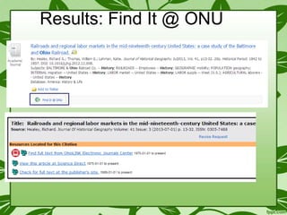 Results: Find It @ ONU

 