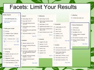 Facets: Limit Your Results

 
