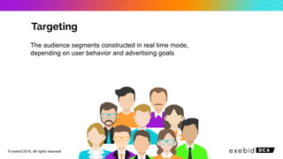 The audience segments constructed in real time mode,
depending on user behavior and advertising goals
© exebid 2016. All rights reserved
 