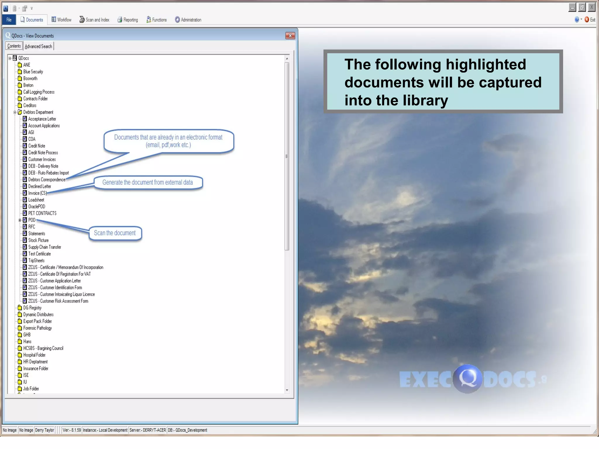 The following highlighted
documents will be captured
into the library
 
