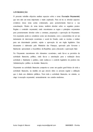 Execução orçamental | DOCX