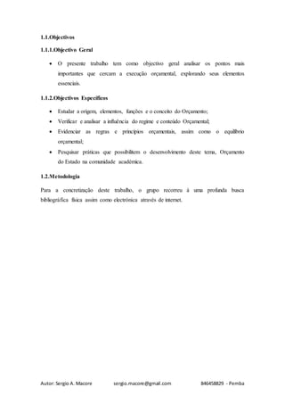 Execução orçamental | DOCX