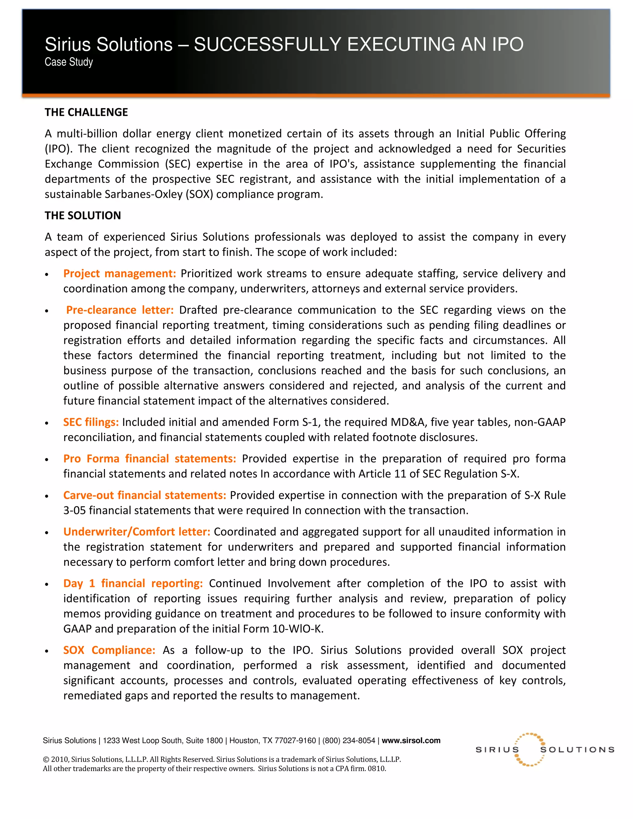 Executing IPO Case Study PDF
