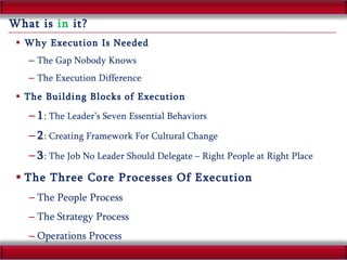 Execution - The Discipline of Getting Things Done | PPT