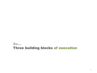 So…
Three building blocks of execution




                                     7
 