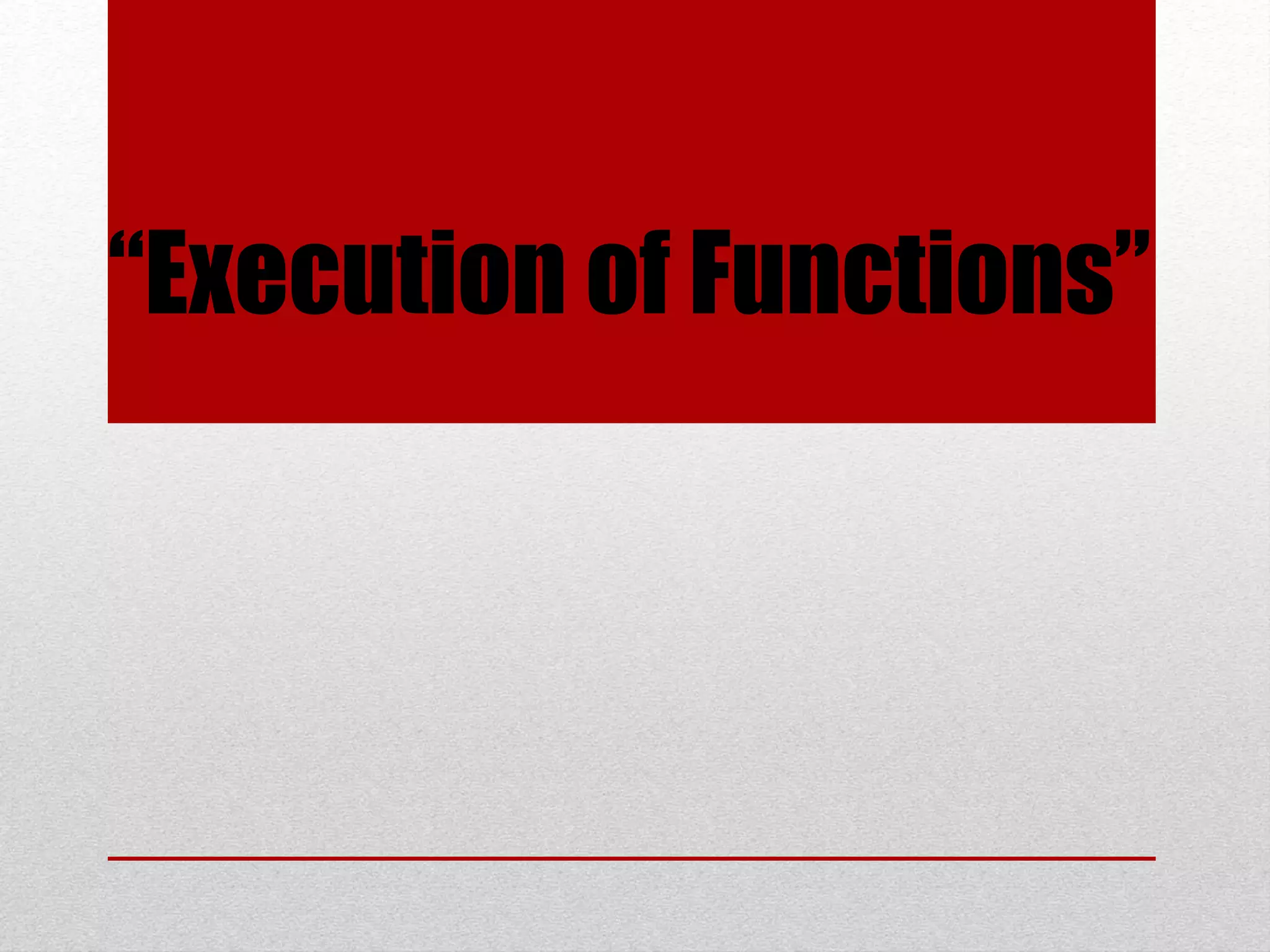 “Execution of Functions” 