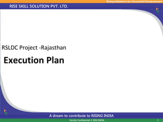 1Strictly Confidential © RISE INDIA
RISE SKILL SOLUTION PVT. LTD.
A dream to contribute to RISING INDIA
RSLDC Project -Rajasthan
Execution Plan
 