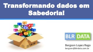 Transformando dados em
Sabedoria!
Bergson Lopes Rego
bergson@blrdata.com.br
 