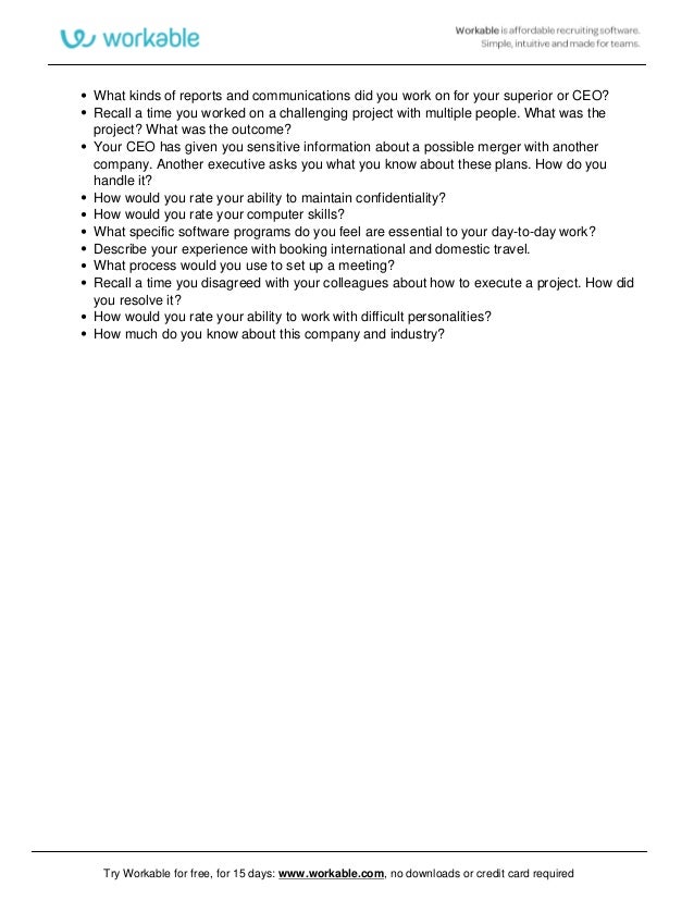 Executive Assistant Interview Questions