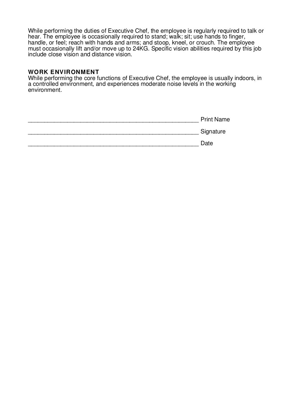 Executive Chef Job Description Executive Chef Job Description