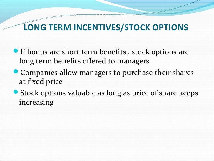 Long term incentive plan stock options