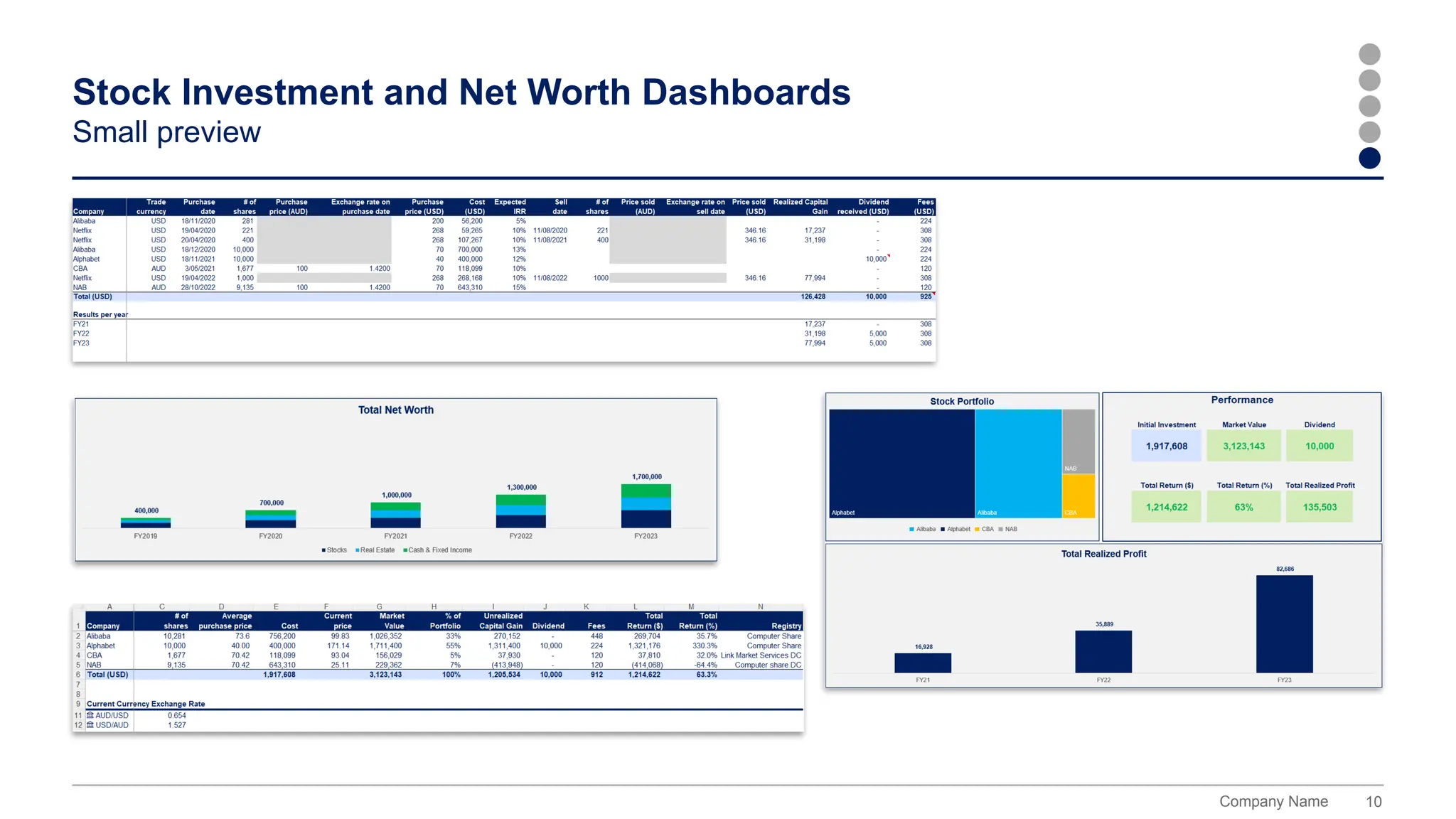10
Company Name
Stock Investment and Net Worth Dashboards
Small preview
 