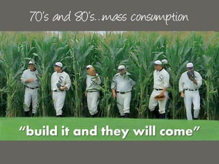 70’s and 80’s…mass consumption




“build it and they will come”
 