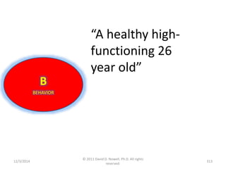 12/3/2014 
© 2011 David D. Nowell, Ph.D. All rights 
reserved. 
313 
B 
BEHAVIOR 
“A healthy high-functioning 
26 
year old” 
 