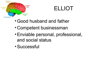 ELLIOT Good husband and father Competent businessman Enviable personal, professional, and social status Successful 
