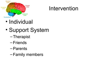 Intervention Individual  Support System Therapist Friends Parents Family members 