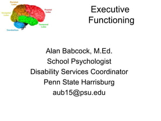 Executive  Functioning ,[object Object],[object Object],[object Object],[object Object],[object Object]