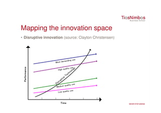 Mapping the innovation space
• Disruptive innovation (source: Clayton Christensen)
 