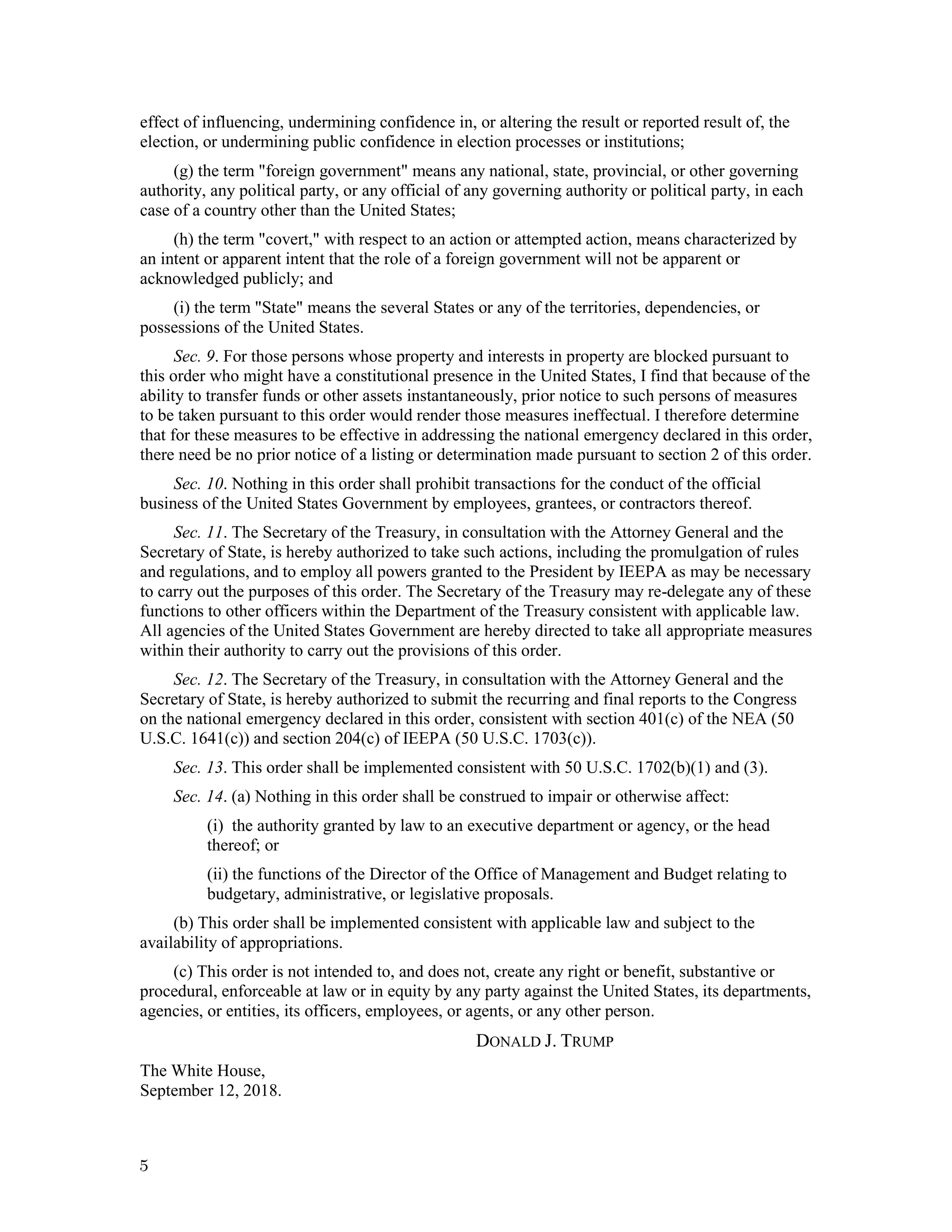 Executive Order 13848 | PDF