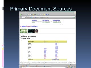 Primary Document Sources 