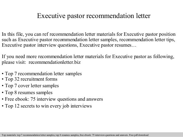 pastor cover letters