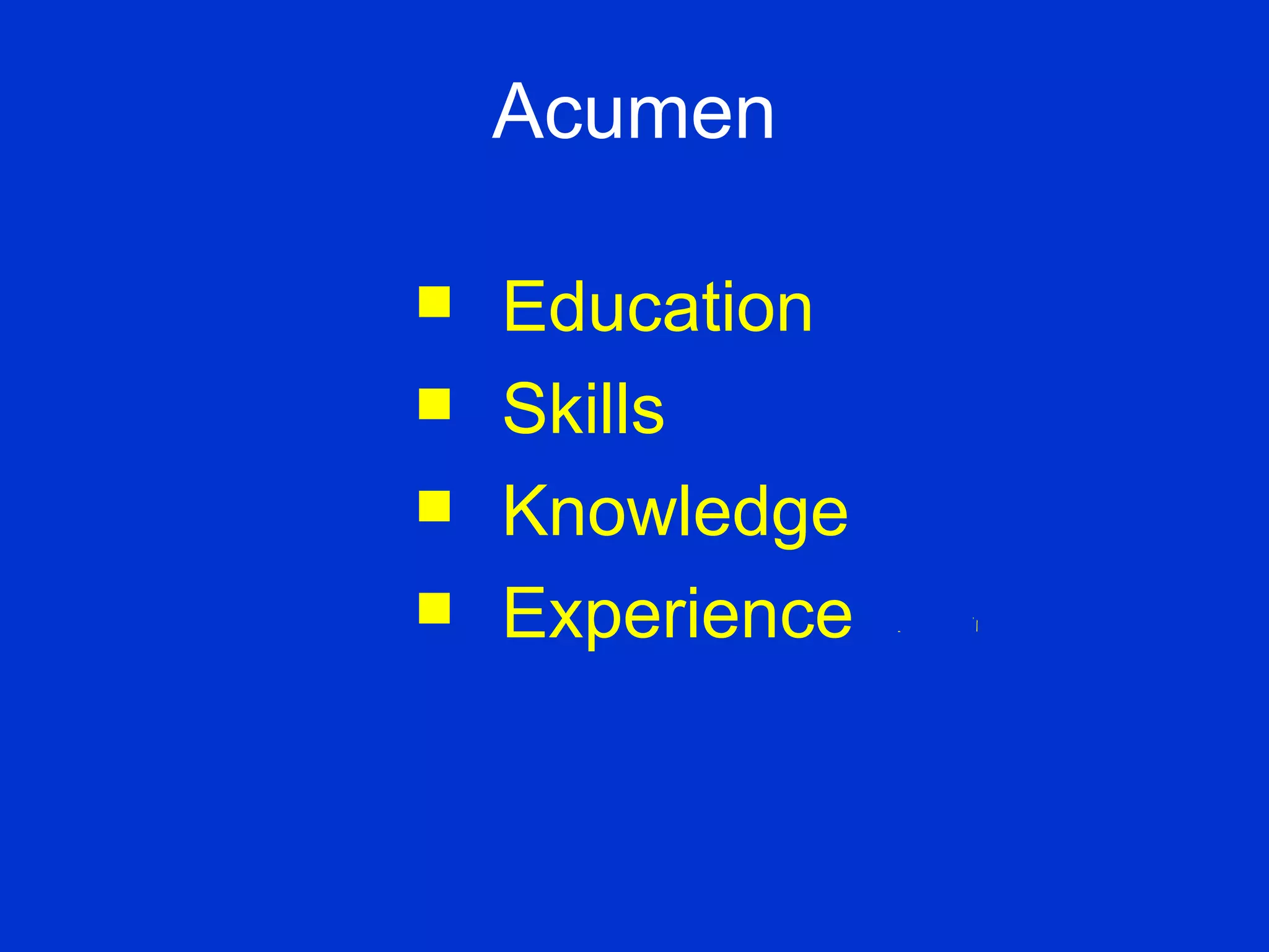 Acumen Education Skills Knowledge Experience 
