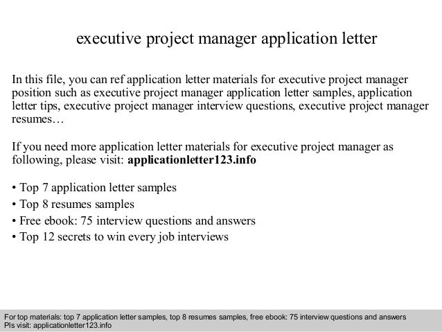 Executive project manager application letter