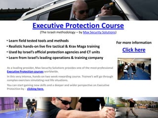 Executive Protection Course(The Israeli methodology – by Max Security Solutions) ,[object Object]