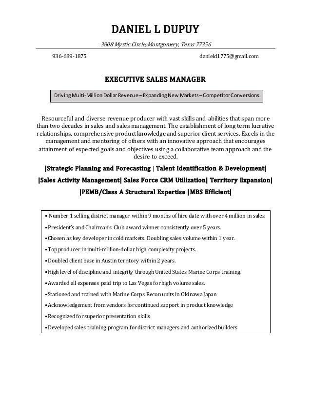 executive manager resumes