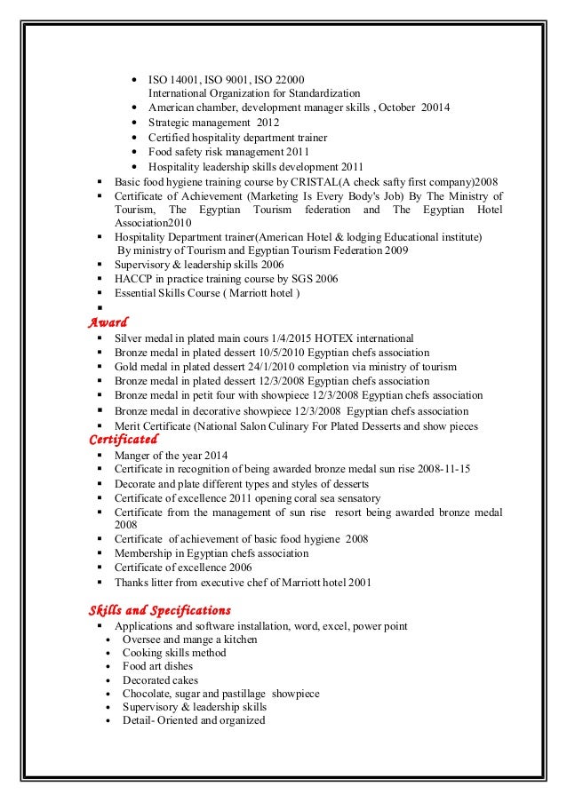 executive sous chef resume
