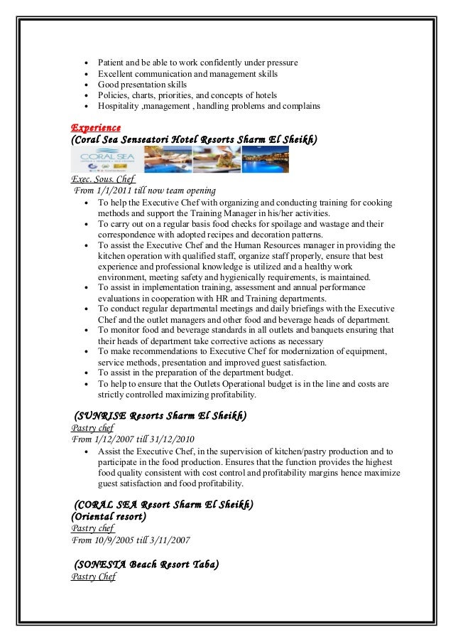 executive sous chef resume